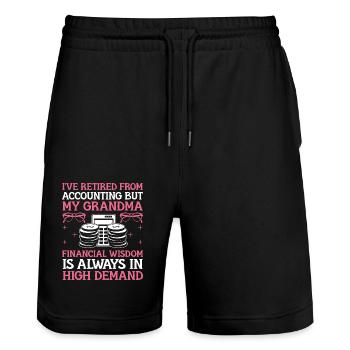 Pensionierte Oma Rentner Rentenbuchhalter Bank - Stanley/Stella Unisex Bio Joggingshorts Trainer  - Schwarz - Vorne - Nik (191cm) & Marisol (170cm)