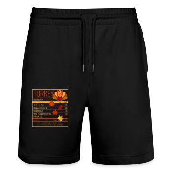 Truthahn Nährwertangaben Lustige Thanksgiving Day - Stanley/Stella Unisex Bio Joggingshorts Trainer  - Schwarz - Vorne - Nik (191cm) & Marisol (170cm)