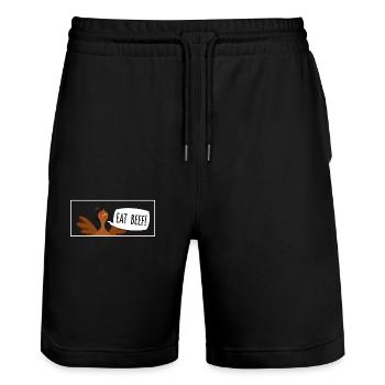 Eat Beef Thanksgiving Day Lustig Truthahn-Liebe - Stanley/Stella Unisex Bio Joggingshorts Trainer  - Schwarz - Vorne - Nik (191cm) & Marisol (170cm)