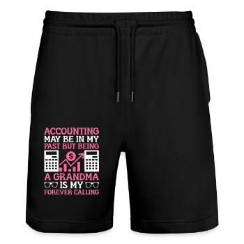 Pensionierte Oma Rentner Rentenbuchhalter Bank - Stanley/Stella Unisex Bio Joggingshorts Trainer  - Schwarz - Vorne - Nik (191cm) & Marisol (170cm)