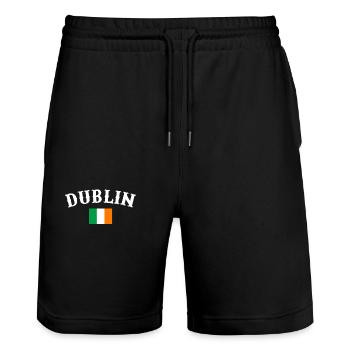 Dublin, Ireland, Flag, Irish Irish - Stanley/Stella Trainer Unisex Organic Jogging Shorts - black - Front - Nik (191cm) & Marisol (170cm)