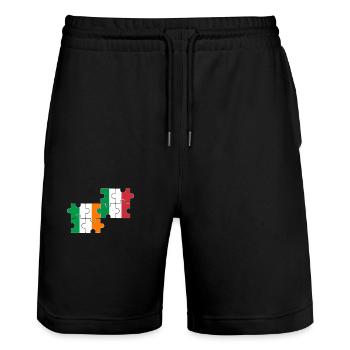 Ireland Italy Flag Italian Irish - Stanley/Stella Trainer Unisex Organic Jogging Shorts - black - Front - Nik (191cm) & Marisol (170cm)