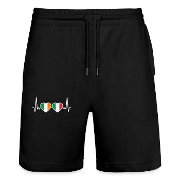 Ireland Italy Heartbeat Flag Italian Irish - Stanley/Stella Trainer Unisex Organic Jogging Shorts - black - Front - Nik (191cm) & Marisol (170cm)