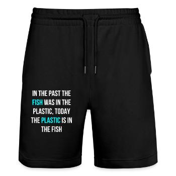 Conservation des poissons Protection de l’environnement Langue anglaise - Short de jogging bio TRAINER Stanley/Stella unisexe - noir - Devant - Nik (191cm) & Marisol (170cm)