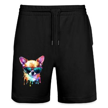 Chihuahua - Stanley/Stella Unisex Bio Joggingshorts Trainer  - Schwarz - Vorne - Nik (191cm) & Marisol (170cm)
