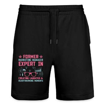 Retired Grandma Pensioner Pension Marketer Marketi - Stanley/Stella Trainer Unisex Organic Jogging Shorts - black - Front - Nik (191cm) & Marisol (170cm)