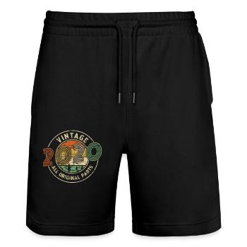 2020 Birthday Vintage Toutes les pièces d’origine - Short de jogging bio TRAINER Stanley/Stella unisexe - noir - Devant - Nik (191cm) & Marisol (170cm)