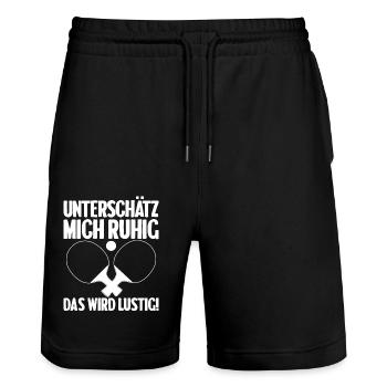 Table Tennis Pingpong Outfit Tischtennisspieler - Stanley/Stella Unisex Bio Joggingshorts Trainer  - Schwarz - Vorne - Nik (191cm) & Marisol (170cm)