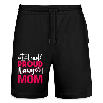 Lawyer Loud And Proud Lawyer Mom - Stanley/Stella Trainer Unisex Organic Jogging Shorts - black - Front - Nik (191cm) & Marisol (170cm)