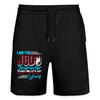 Judo I Am The Judo Instructor - Stanley/Stella Trainer Unisex Organic Jogging Shorts - black - Front - Nik (191cm) & Marisol (170cm)