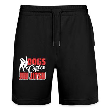Jiu Jitsu Dogs Coffee Jiu Jitsu - Stanley/Stella Trainer Unisex Organic Jogging Shorts - black - Front - Nik (191cm) & Marisol (170cm)