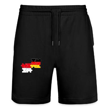 Indonesien Deutschland Flagge Deutsch Indonesier - Stanley/Stella Unisex Bio Joggingshorts Trainer  - Schwarz - Vorne - Nik (191cm) & Marisol (170cm)