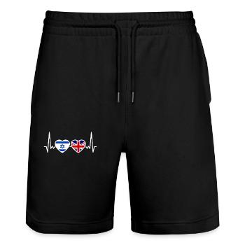 Israël UK Heartbeat Flag British Israeli - Short de jogging bio TRAINER Stanley/Stella unisexe - noir - Devant - Nik (191cm) & Marisol (170cm)