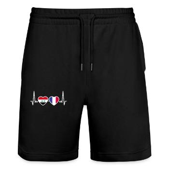Irak France Heartbeat Flag Irakiens - Short de jogging bio TRAINER Stanley/Stella unisexe - noir - Devant - Nik (191cm) & Marisol (170cm)