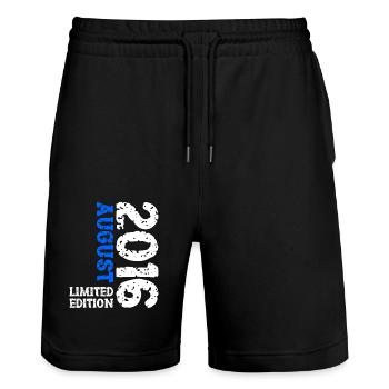 2016 August Limited Edition 7th Birthday Outfit - Stanley/Stella Trainer Unisex Organic Jogging Shorts - black - Front - Nik (191cm) & Marisol (170cm)