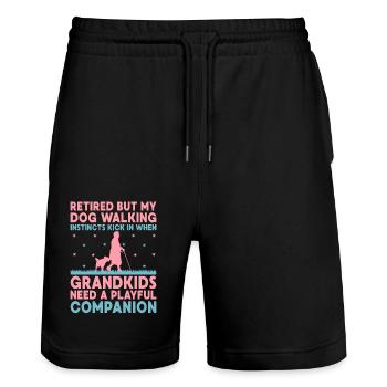 Amoureux des chiens Grand-mère retraitée Retraité Chien propriétaire Chien - Short de jogging bio TRAINER Stanley/Stella unisexe - noir - Devant - Nik (191cm) & Marisol (170cm)
