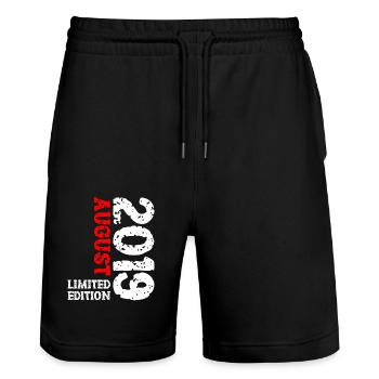 2019 August Limited Edition 4. Geburtstag Outfit - Stanley/Stella Unisex Bio Joggingshorts Trainer  - Schwarz - Vorne - Nik (191cm) & Marisol (170cm)