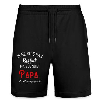 Pas parfait mais papa - Short de jogging bio TRAINER Stanley/Stella unisexe - noir - Devant - Nik (191cm) & Marisol (170cm)
