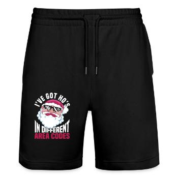 Ich habe Ho's in verschiedenen Vorwahlen Witziger - Stanley/Stella Unisex Bio Joggingshorts Trainer  - Schwarz - Vorne - Nik (191cm) & Marisol (170cm)