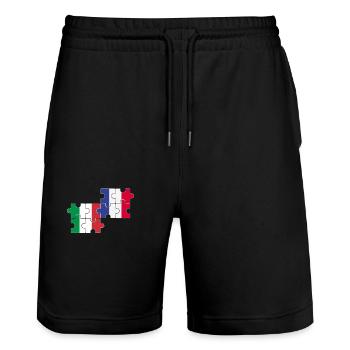 Italy France Flag French Italian - Stanley/Stella Trainer Unisex Organic Jogging Shorts - black - Front - Nik (191cm) & Marisol (170cm)