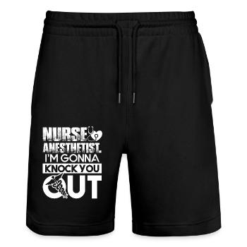 Nurse Anesthetist I'm Gonna Knock You Out - Stanley/Stella Trainer Unisex Organic Jogging Shorts - black - Front - Nik (191cm) & Marisol (170cm)