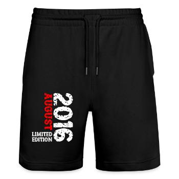 2016 August Limited Edition 7th Birthday Outfit - Stanley/Stella Trainer Unisex Organic Jogging Shorts - black - Front - Nik (191cm) & Marisol (170cm)