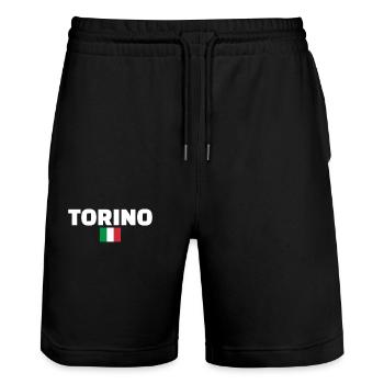 Turin Italie drapeau italien italien - Short de jogging bio TRAINER Stanley/Stella unisexe - noir - Devant - Nik (191cm) & Marisol (170cm)