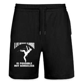 Kletterer Bergklettern Klettern Bergsteigen Berg - Stanley/Stella Unisex Bio Joggingshorts Trainer  - Schwarz - Vorne - Nik (191cm) & Marisol (170cm)