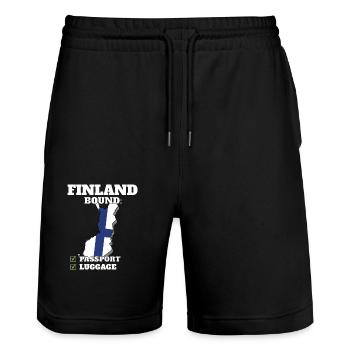 Finlande Pays à destination Voyage Drapeau finlandais - Short de jogging bio TRAINER Stanley/Stella unisexe - noir - Devant - Nik (191cm) & Marisol (170cm)
