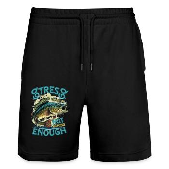 Gelassenheit durch Angeln - Stanley/Stella Unisex Bio Joggingshorts Trainer  - Schwarz - Vorne - Nik (191cm) & Marisol (170cm)