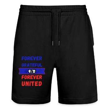 Forefer Grateful - Stanley/Stella Trainer Unisex Organic Jogging Shorts - black - Front - Nik (191cm) & Marisol (170cm)