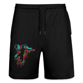Basketball Basketballer - Stanley/Stella Unisex Bio Joggingshorts Trainer  - Schwarz - Vorne - Nik (191cm) & Marisol (170cm)