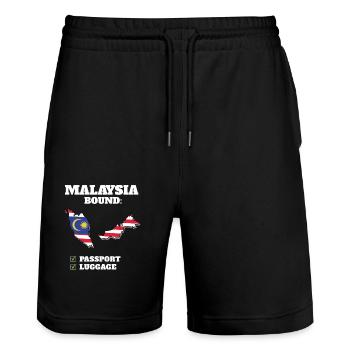 Voyage à destination de la Malaisie Drapeau malaisien - Short de jogging bio TRAINER Stanley/Stella unisexe - noir - Devant - Nik (191cm) & Marisol (170cm)