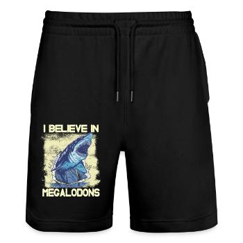 I believe in megalodons - Stanley/Stella Unisex Bio Joggingshorts Trainer  - Schwarz - Vorne - Nik (191cm) & Marisol (170cm)