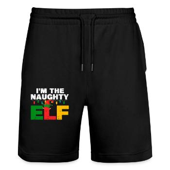 I'm the Evil Elf Christmas Family Matching - Stanley/Stella Trainer Unisex Organic Jogging Shorts - black - Front - Nik (191cm) & Marisol (170cm)