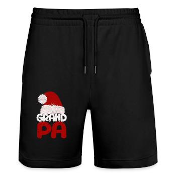 Grandpa Santa Christmas Family Matching Pajamas - Stanley/Stella Trainer Unisex Organic Jogging Shorts - black - Front - Nik (191cm) & Marisol (170cm)