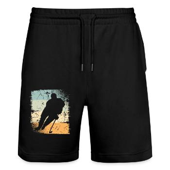 Eishockey Ice Hockey - Stanley/Stella Unisex Bio Joggingshorts Trainer  - Schwarz - Vorne - Nik (191cm) & Marisol (170cm)