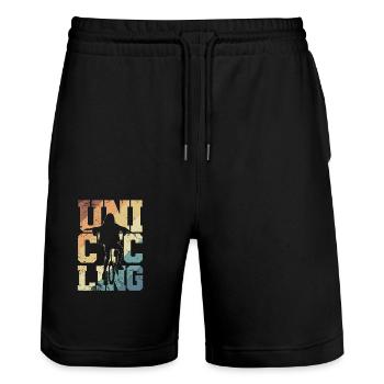 Unicycling Hobby Balance Sport - Stanley/Stella Trainer Unisex Organic Jogging Shorts - black - Front - Nik (191cm) & Marisol (170cm)