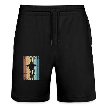 Unicycle Einrad Balance Freestyle - Stanley/Stella Unisex Bio Joggingshorts Trainer  - Schwarz - Vorne - Nik (191cm) & Marisol (170cm)