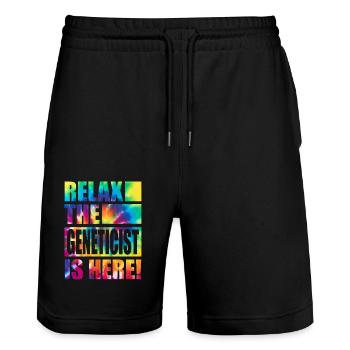 Geneticist Lustiger Spruch - Stanley/Stella Unisex Bio Joggingshorts Trainer  - Schwarz - Vorne - Nik (191cm) & Marisol (170cm)