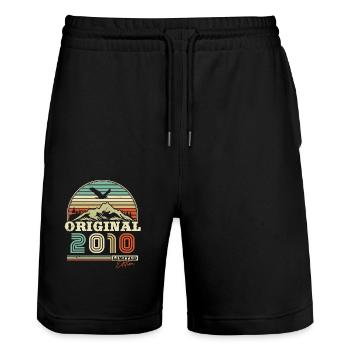 Vintage 2010 Geburtstag - Stanley/Stella Unisex Bio Joggingshorts Trainer  - Schwarz - Vorne - Nik (191cm) & Marisol (170cm)