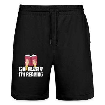 Reading Go Away I'm Reading - Stanley/Stella Trainer Unisex Organic Jogging Shorts - black - Front - Nik (191cm) & Marisol (170cm)