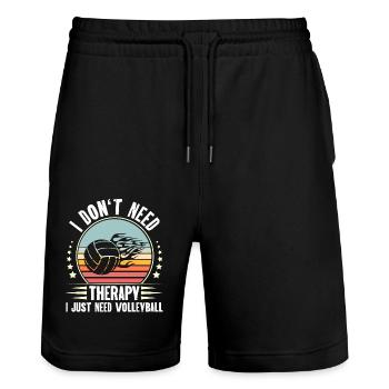 Volleyball - Stanley/Stella Trainer Unisex Organic Jogging Shorts - black - Front - Nik (191cm) & Marisol (170cm)