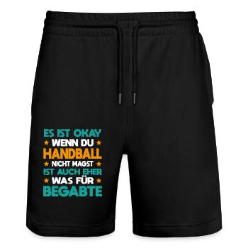 Handball Für Begabte Handballspieler Geschenk - Stanley/Stella Unisex Bio Joggingshorts Trainer  - Schwarz - Vorne - Nik (191cm) & Marisol (170cm)