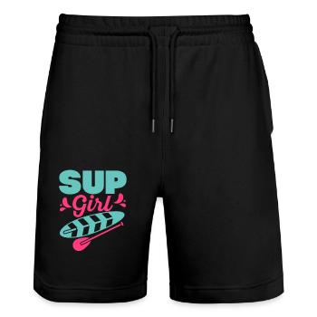 SUP Girl Stand Up Paddling Board - Short de jogging bio TRAINER Stanley/Stella unisexe - noir - Devant - Nik (191cm) & Marisol (170cm)