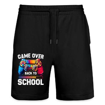 Game Over Back To School Lustiger erster Schultag - Stanley/Stella Unisex Bio Joggingshorts Trainer  - Schwarz - Vorne - Nik (191cm) & Marisol (170cm)