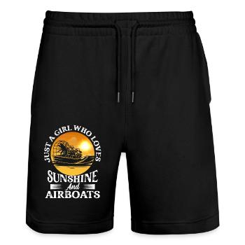 Just A Girl Who Loves Sunshine And Airboats Propel - Stanley/Stella Unisex Bio Joggingshorts Trainer  - Schwarz - Vorne - Nik (191cm) & Marisol (170cm)