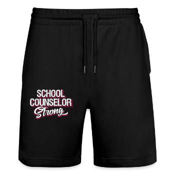 School Counselor School Counselor Strong - Stanley/Stella Trainer Unisex Organic Jogging Shorts - black - Front - Nik (191cm) & Marisol (170cm)