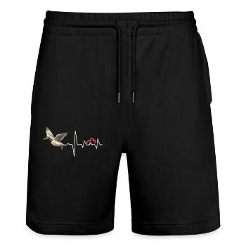 Chasse au canard Amour Battement de cœur Chasseur de canards - Short de jogging bio TRAINER Stanley/Stella unisexe - noir - Devant - Nik (191cm) & Marisol (170cm)
