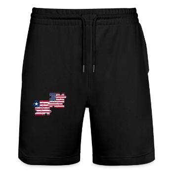 Liberia USA Flagge Amerikaner Liberianer - Stanley/Stella Unisex Bio Joggingshorts Trainer  - Schwarz - Vorne - Nik (191cm) & Marisol (170cm)